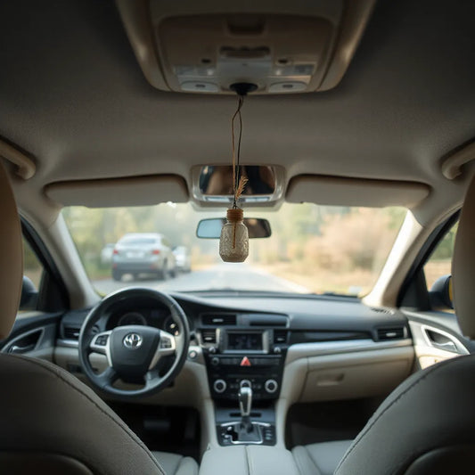 Ambientadores discretos en el interior de un coche, con luz natural y ambiente limpio