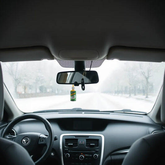 Interior de coche limpio con ambientador discreto y luz natural suave
