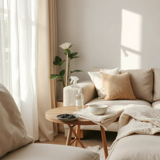 Dispositivo y accesorios de limpieza en una sala luminosa para neutralizar olores en casa