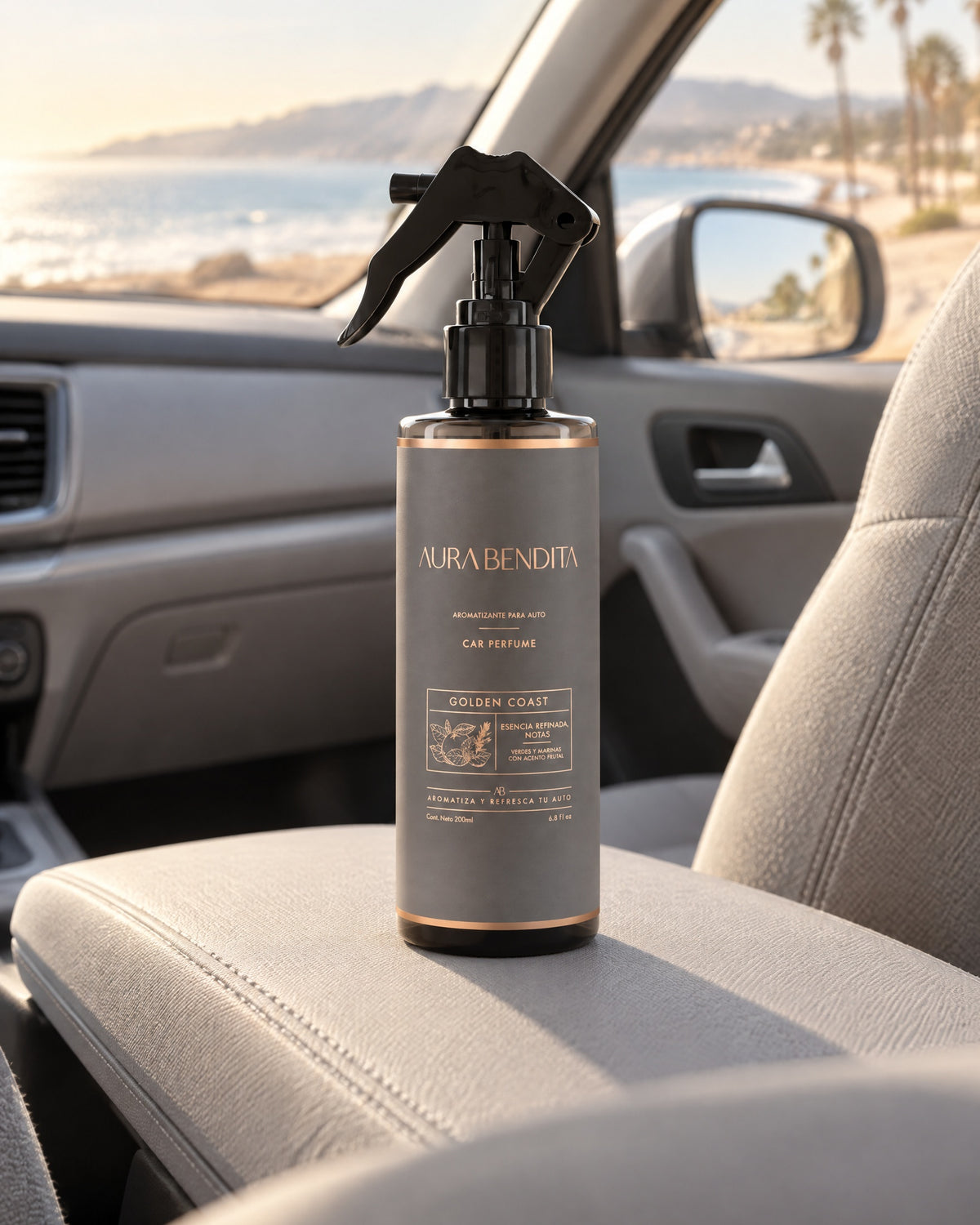 Golden Coast, aromatizante para auto de 200 ml, dentro del auto