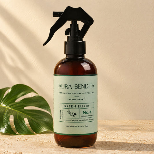 Green Elixir de Aura Bendita sobre piedra con luz cálida de tarde