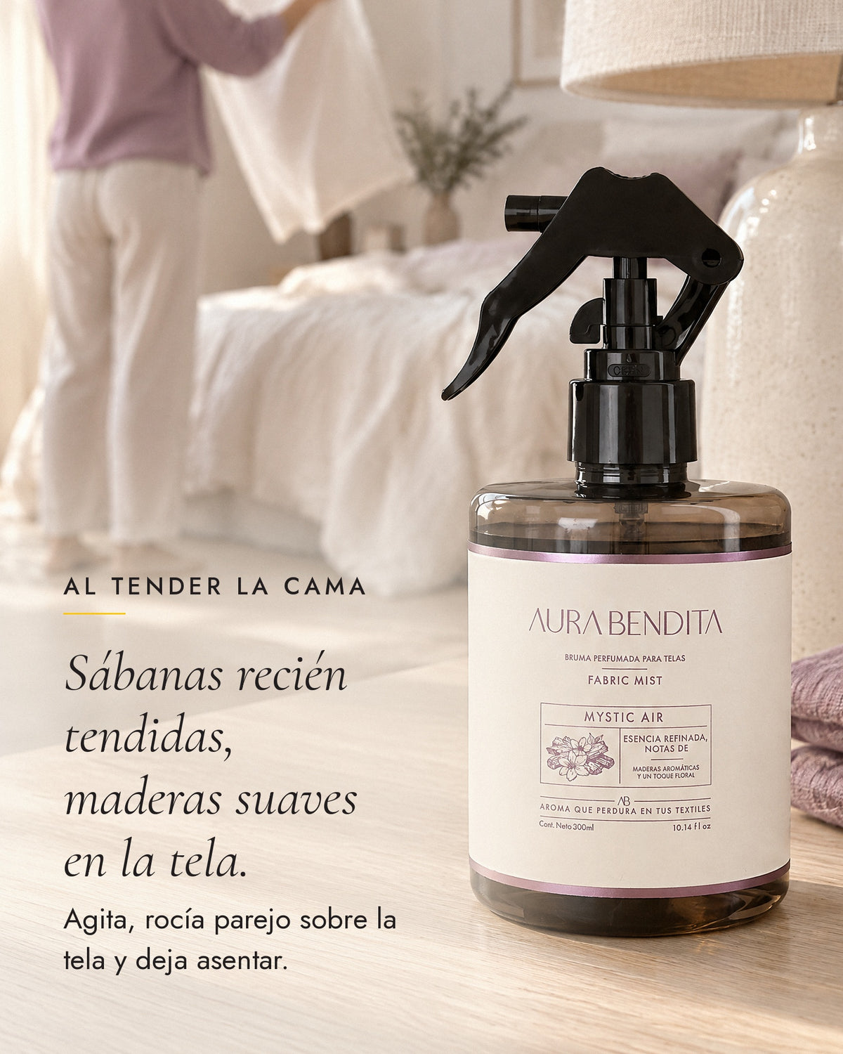 Cómo se usa Mystic Air, aromatizante de telas de 300 ml