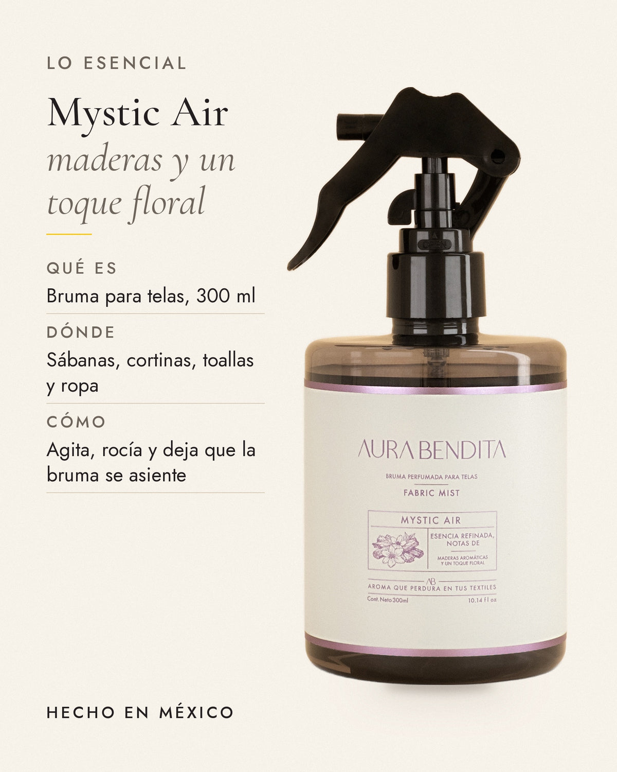 Lo esencial de Mystic Air, aromatizante de telas de 300 ml: notas y datos principales