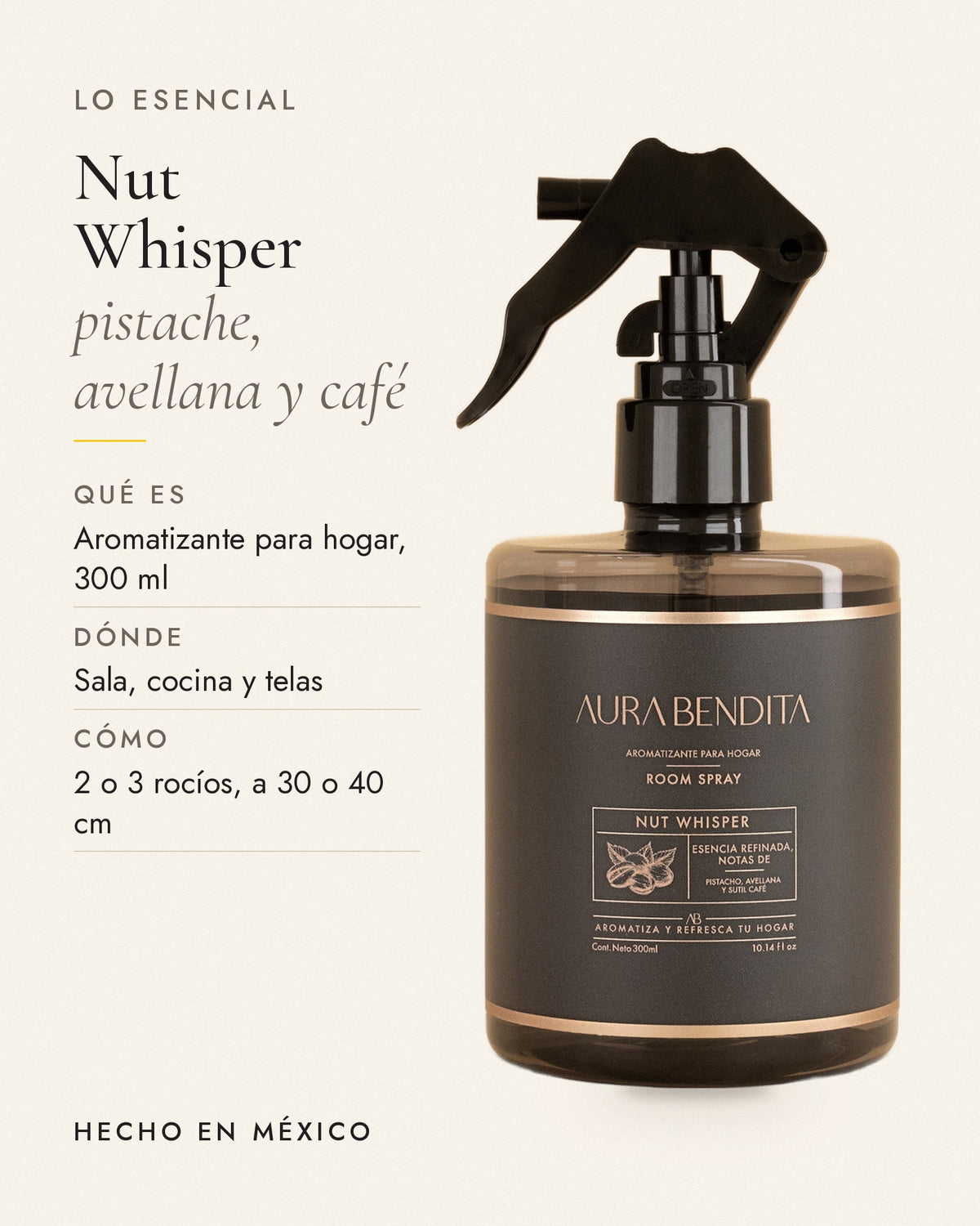 Lo esencial de Nut Whisper, aromatizante de ambiente de 300 ml: notas y datos principales