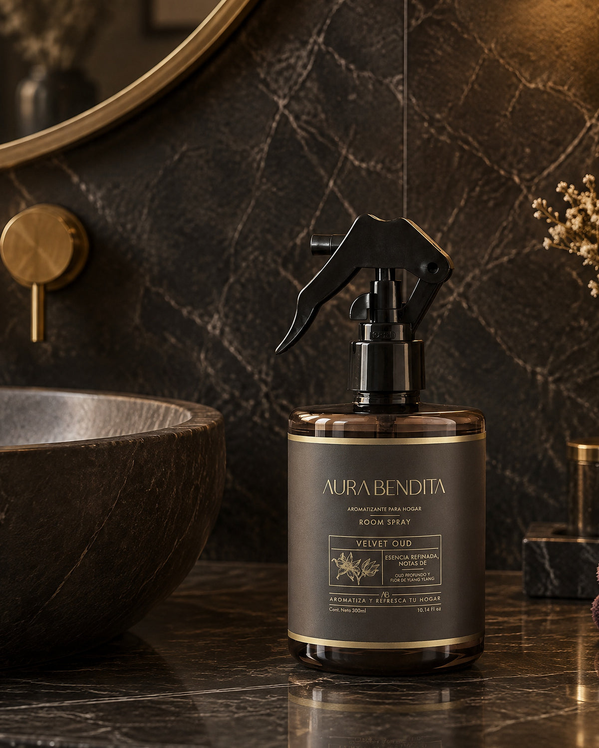 Velvet Oud, aromatizante de ambiente de 300 ml, en su lugar de uso